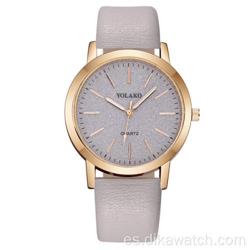 Relojes de cuarzo informales de moda para mujer, reloj de pulsera analógico con esfera esmerilada para mujer, accesorios de vestir con banda de cuero, relojes de pulsera